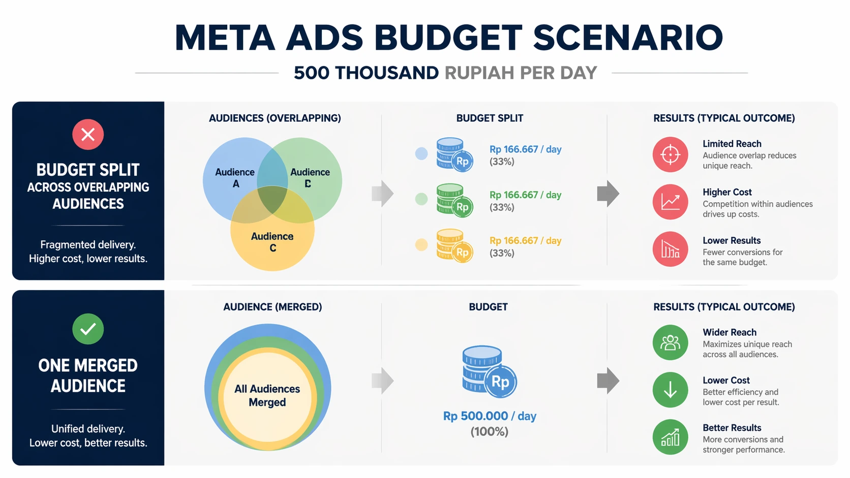 Skenario Meta Ads budget 500 ribu per hari