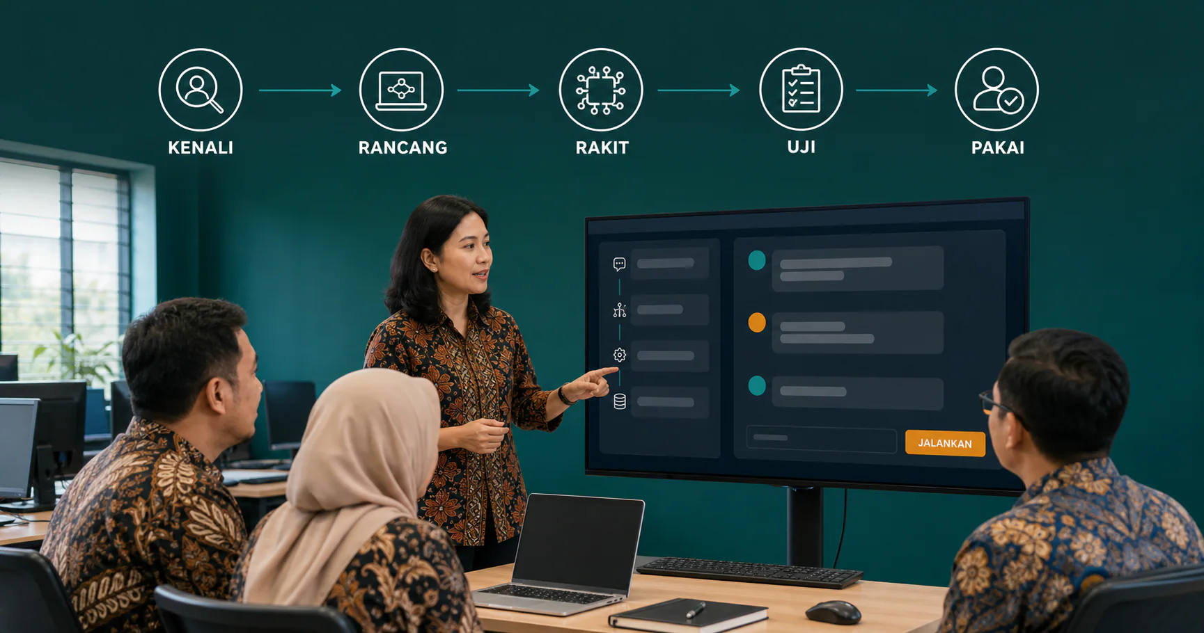 Guru Indonesia melatih rekan-rekannya membangun agent AI di laboratorium komputer sekolah