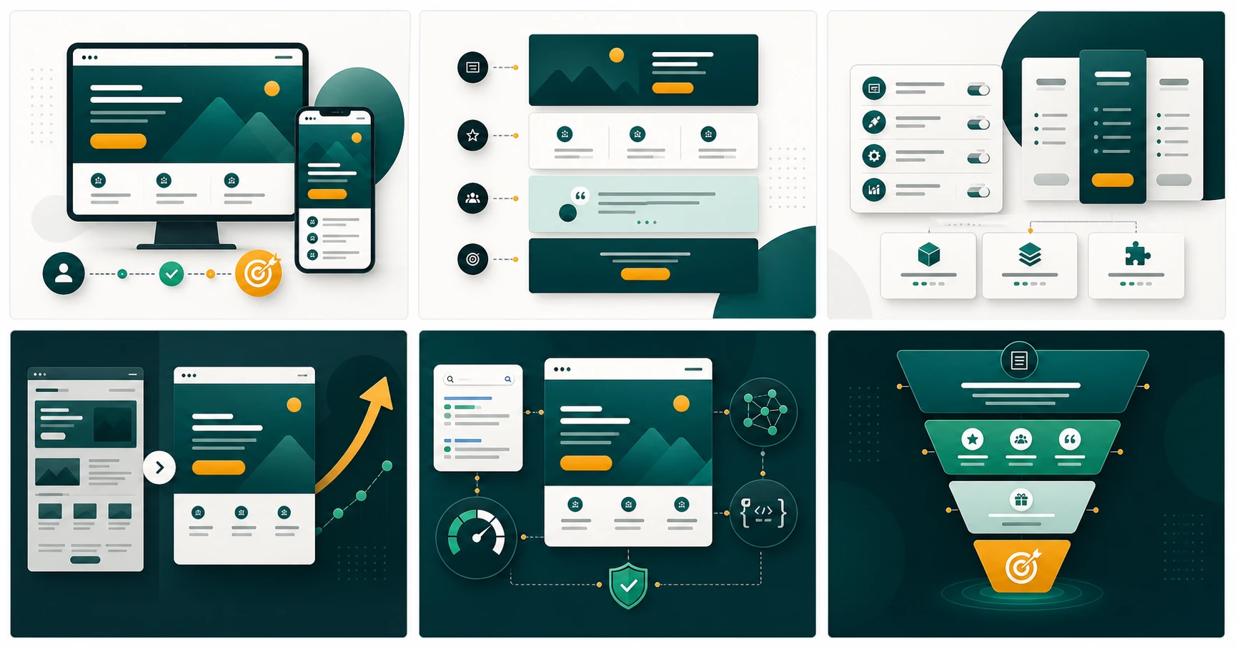 Ilustrasi landing page SEO ready dengan struktur dan sinyal pencarian