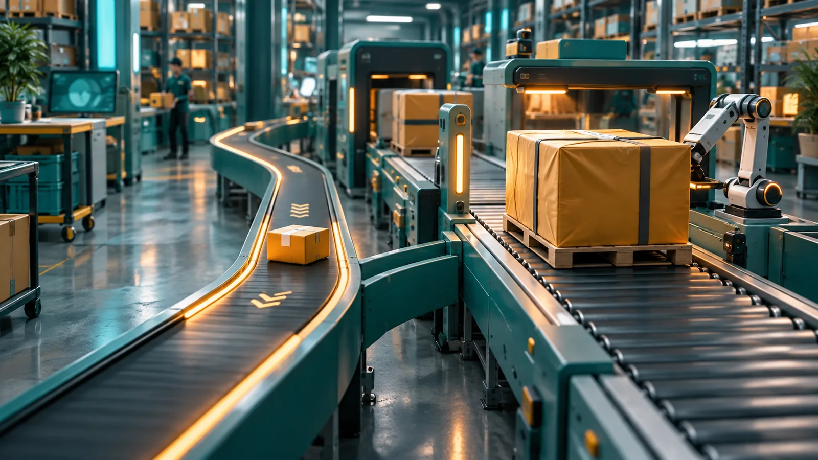 Satu paket bisnis memilih jalur workflow sederhana atau jalur modular yang lebih kompleks di gudang.