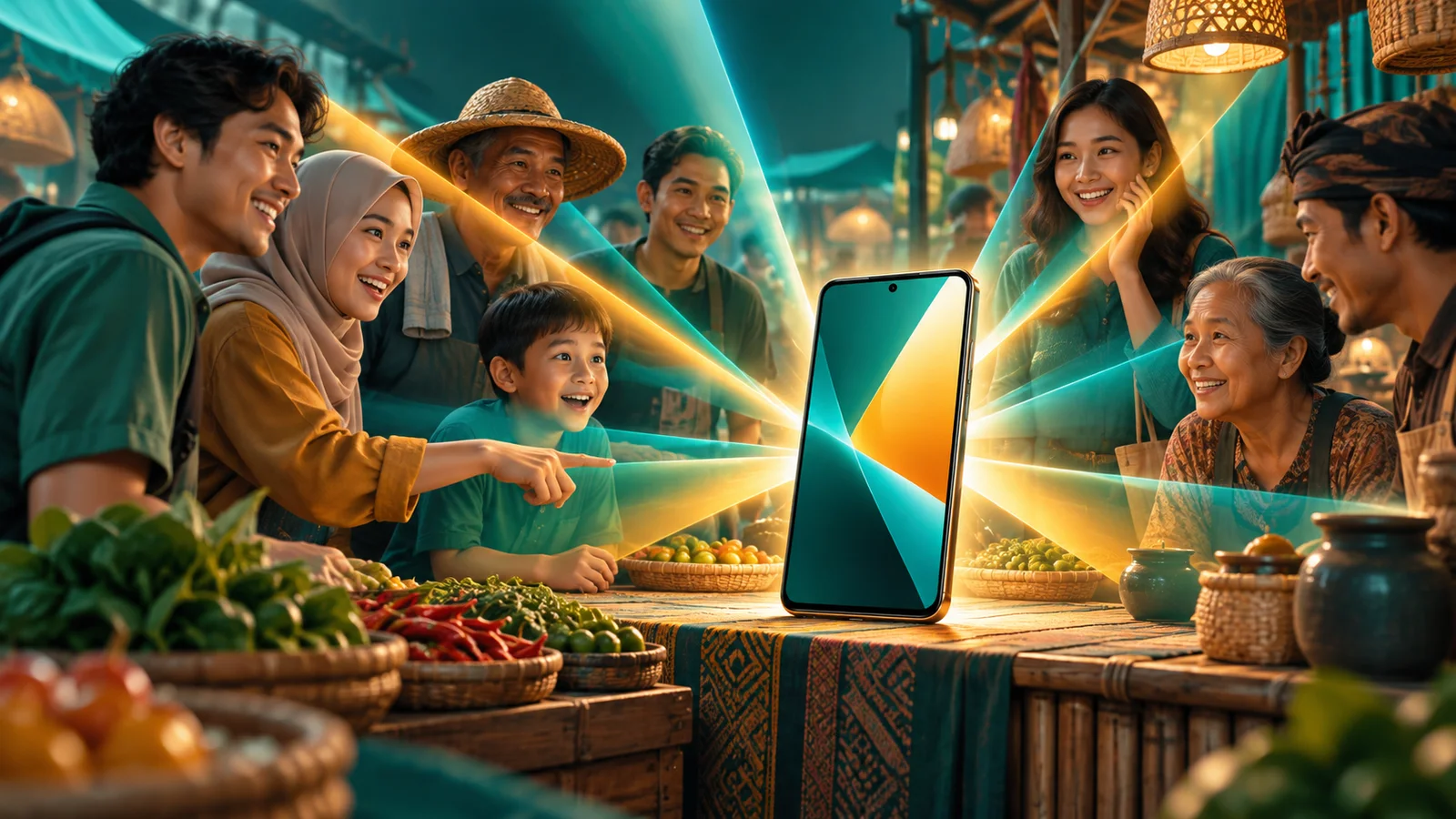 Ponsel di warung memancarkan jangkauan promosi luas ke banyak pembeli tanpa tulisan atau logo