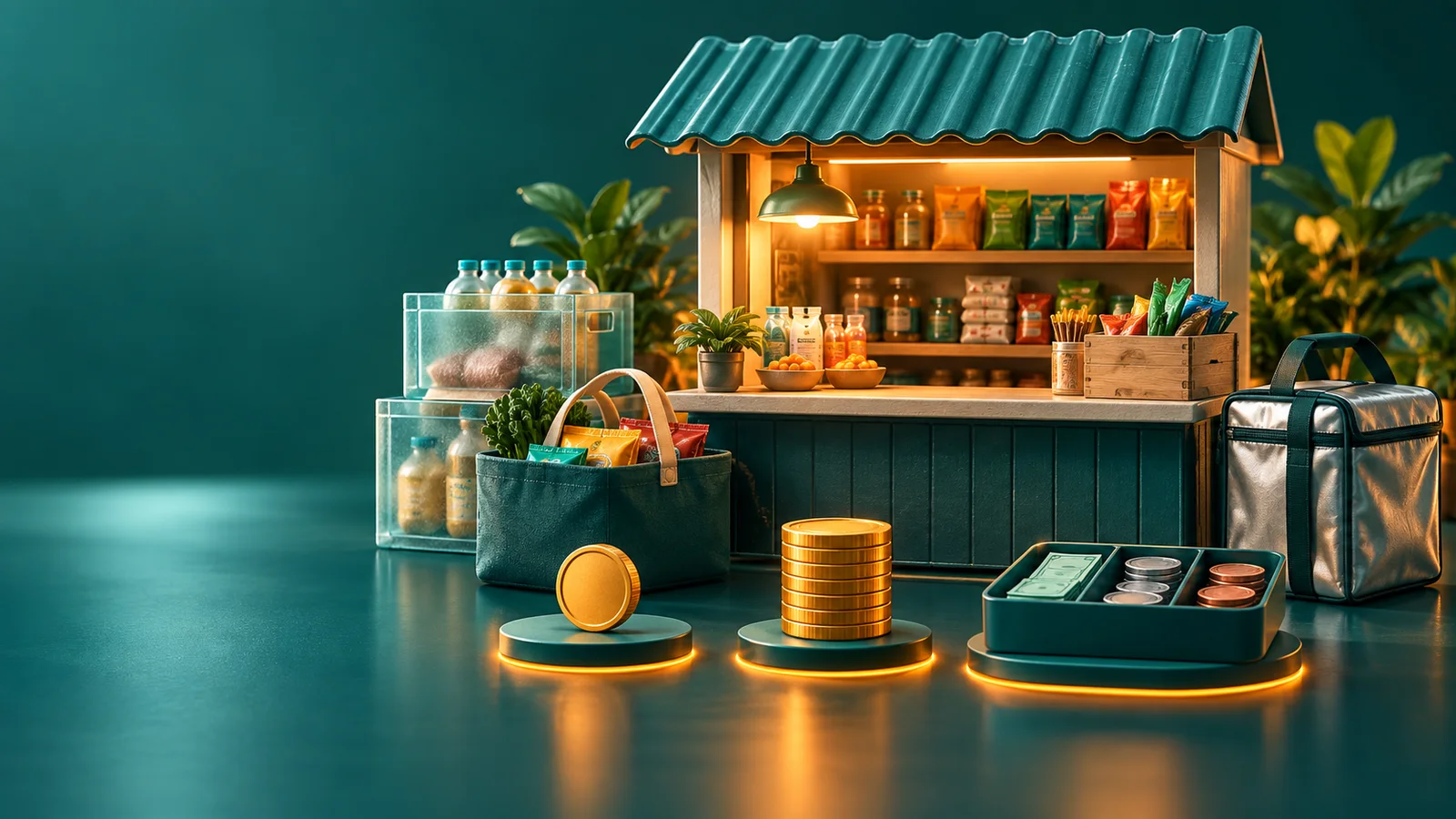 Diorama warung Indonesia dengan sistem bisnis lengkap dan tiga cara pembayaran tanpa label