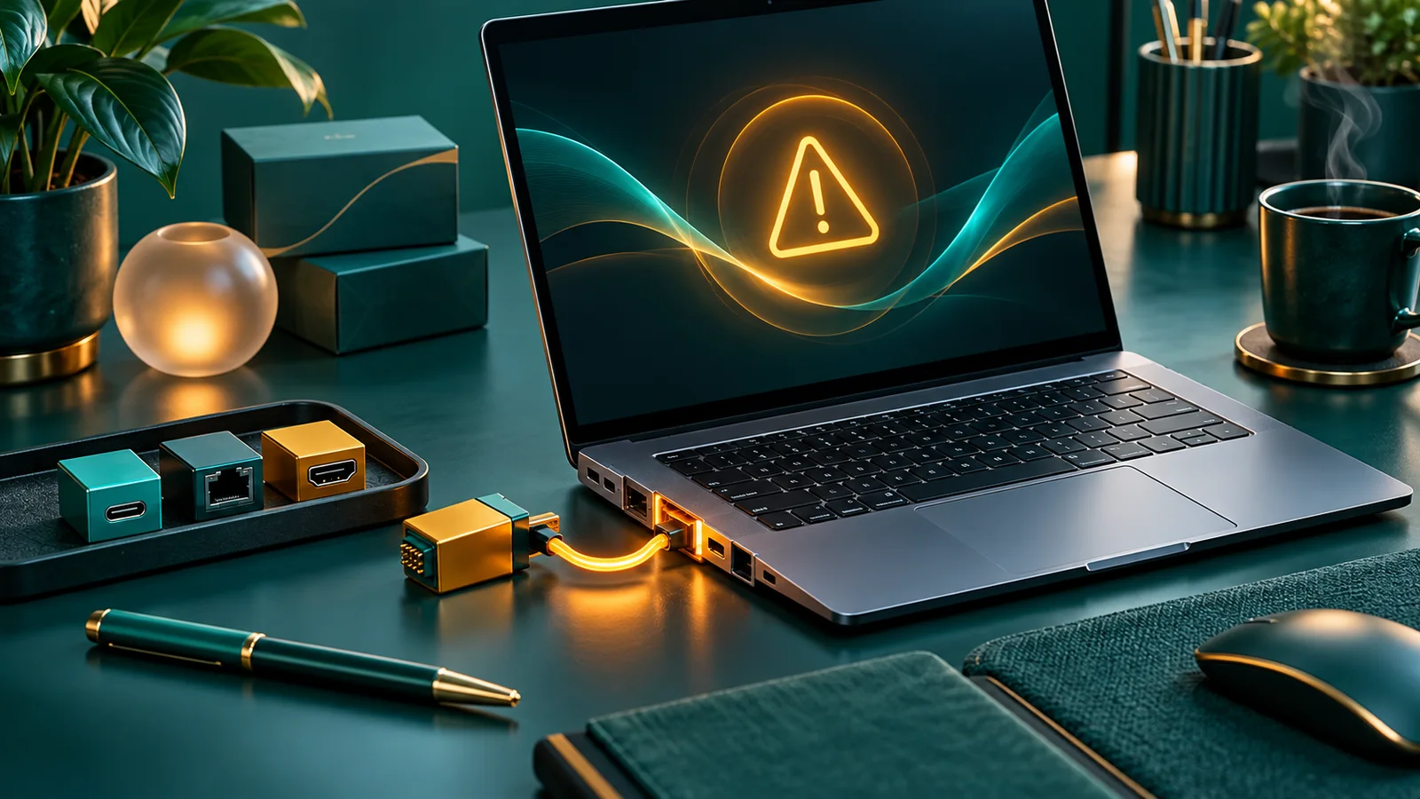 Laptop kehilangan modul plugin setelah pembaruan, dengan kabel sementara menjaga CLI tetap menyala.