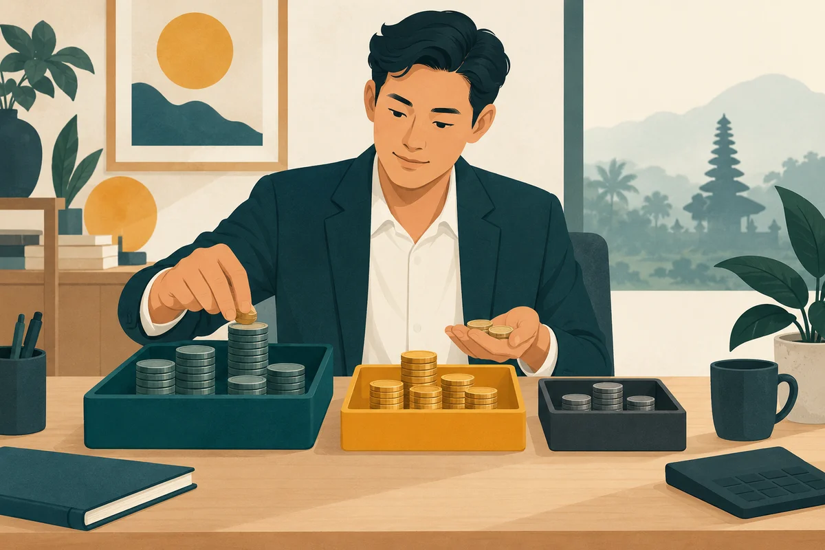 Pemilik bisnis memisahkan biaya konsultan, budget iklan, dan biaya alat ke 3 wadah berbeda