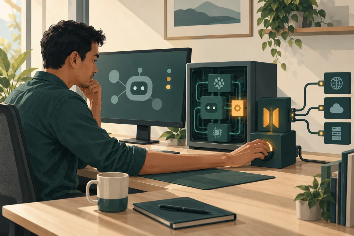 Developer memantau AI agent dan model lokal pada workstation dengan alur persetujuan