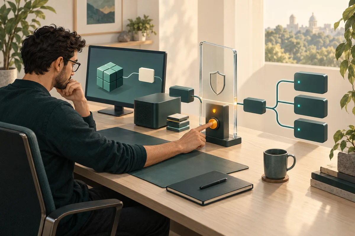 A developer monitors an AI agent and a local model with an approval workflow