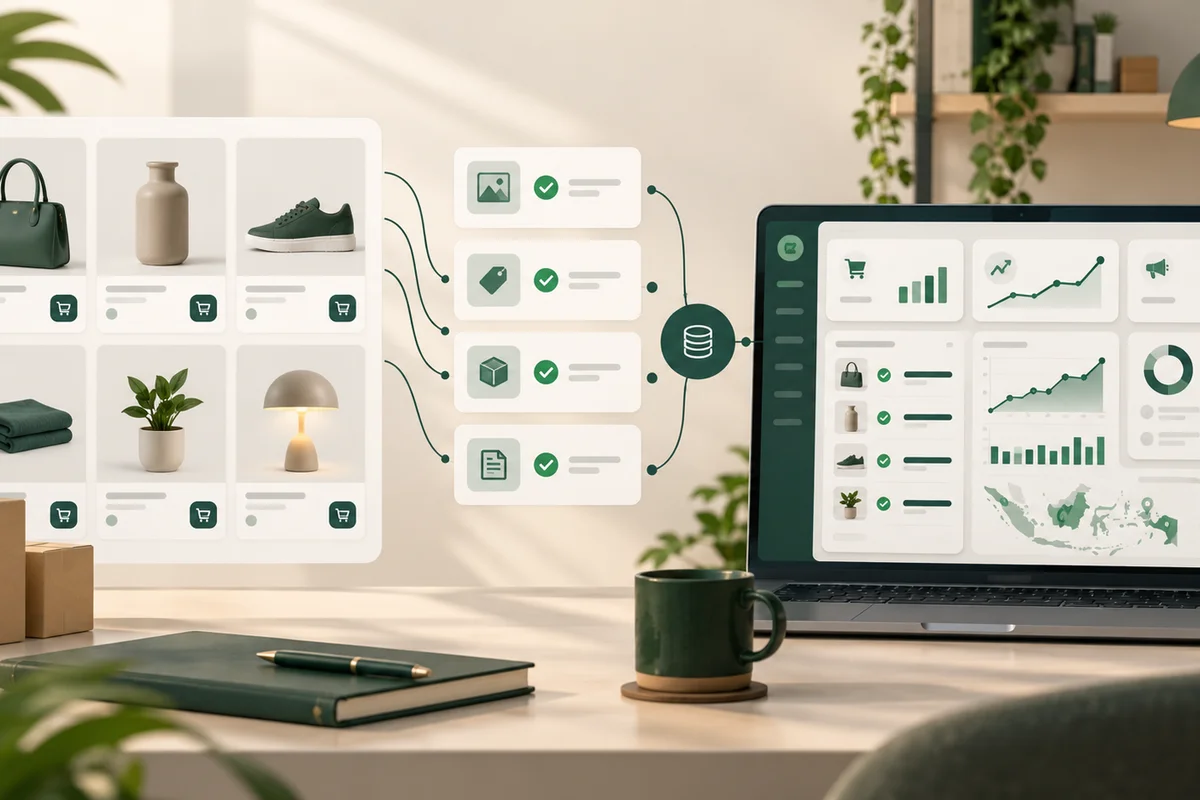 Alur pemeriksaan data produk dari toko ke Merchant Center