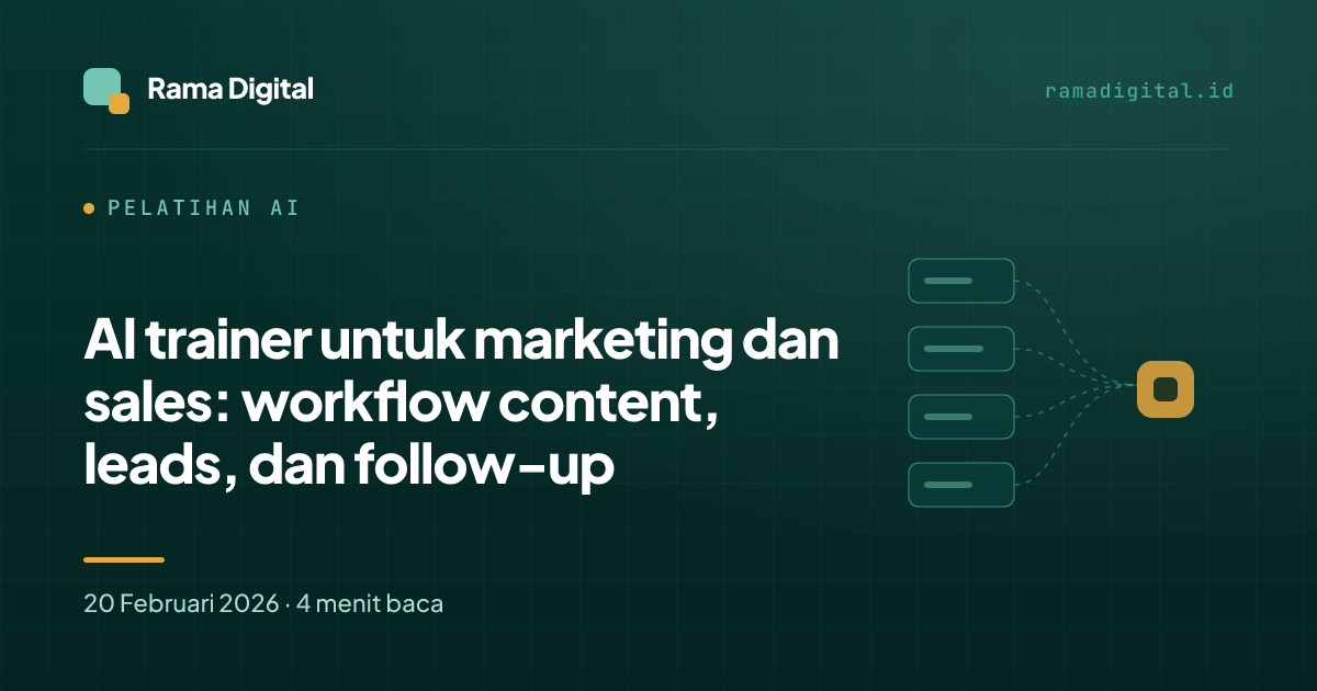 AI trainer untuk marketing dan sales: workflow content, leads, dan follow-up