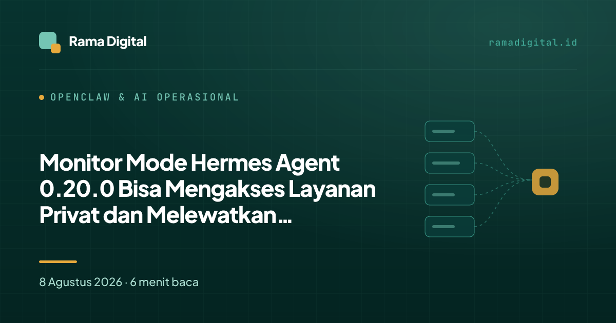 Monitor Mode Hermes Agent 0.20.0 Bisa Mengakses Layanan Privat dan Melewatkan Perubahan