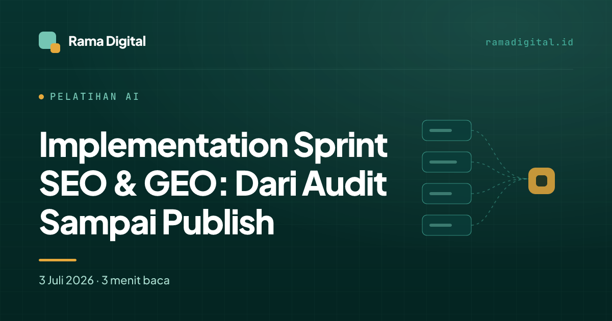 Implementation Sprint SEO & GEO: Dari Audit Sampai Publish