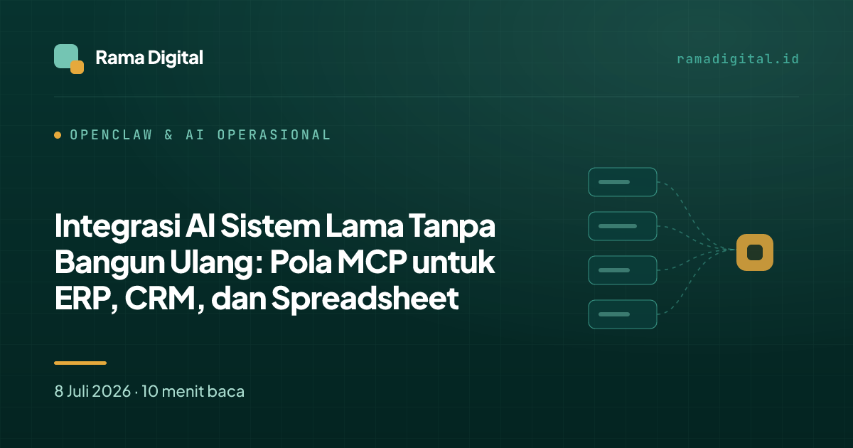 Integrasi AI Sistem Lama Tanpa Bangun Ulang: Pola MCP untuk ERP, CRM, dan Spreadsheet