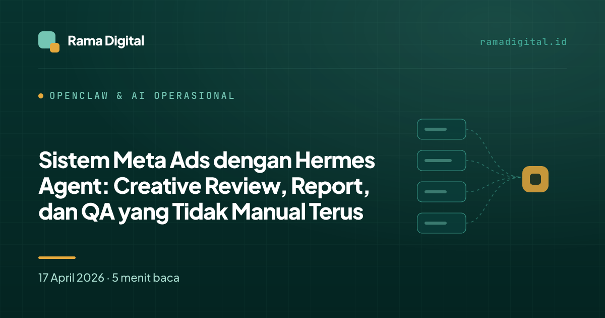 Sistem Meta Ads dengan Hermes Agent: Creative Review, Report, dan QA yang Tidak Manual Terus