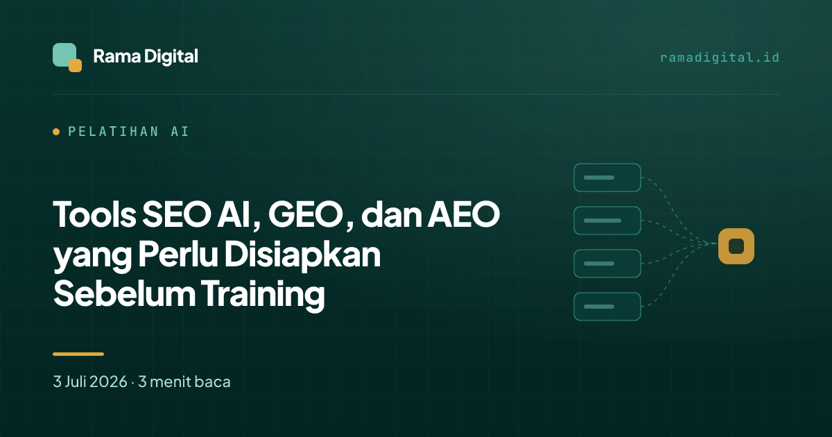 Tools SEO AI, GEO, dan AEO yang Perlu Disiapkan Sebelum Training