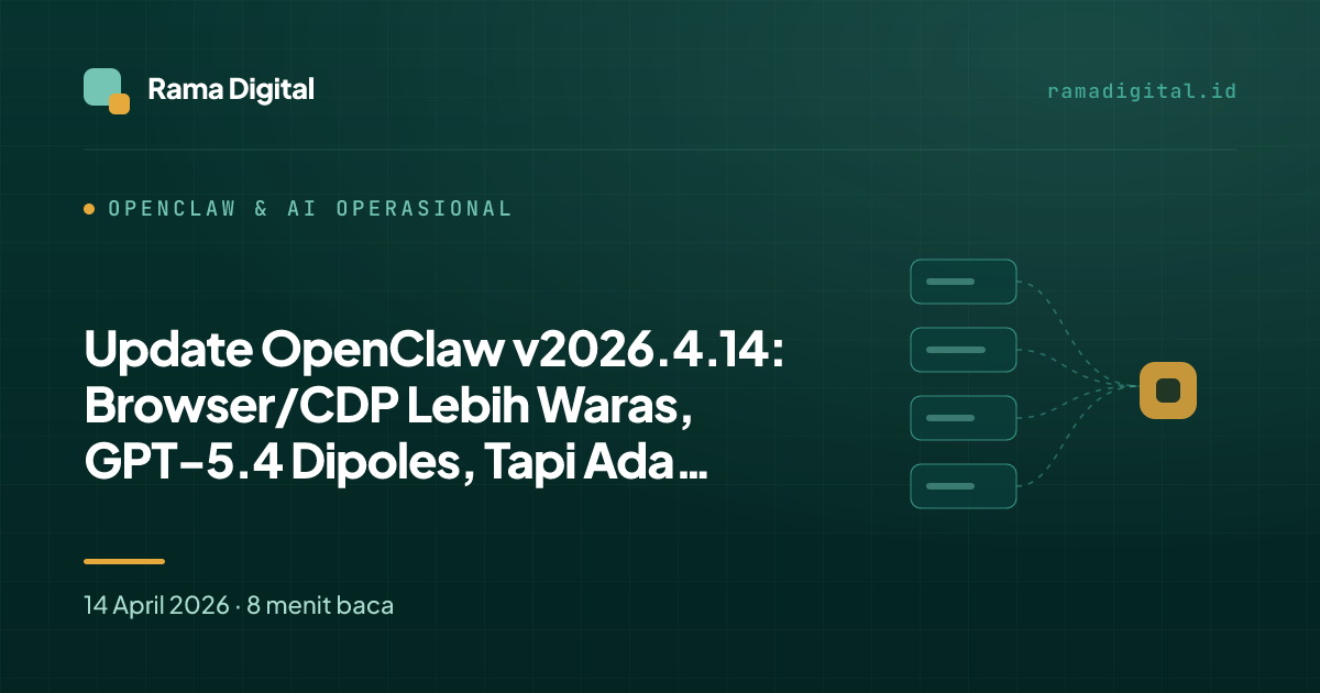 Update OpenClaw v2026.4.14: Browser/CDP Lebih Waras, GPT-5.4 Dipoles, Tapi Ada Warning Baru di Codex, Telegram, dan MiniMax