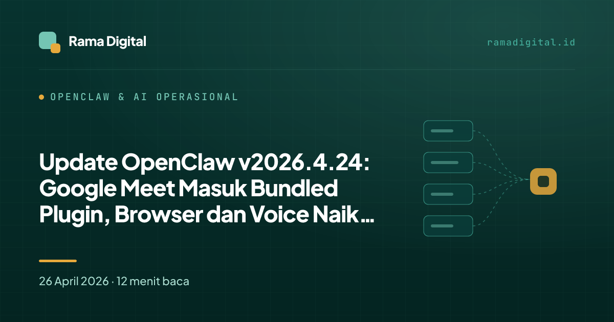 Update OpenClaw v2026.4.24: Google Meet Masuk Bundled Plugin, Browser dan Voice Naik Kelas, Tapi Bug Bonjour Bikin Upgrade Belum Bersih