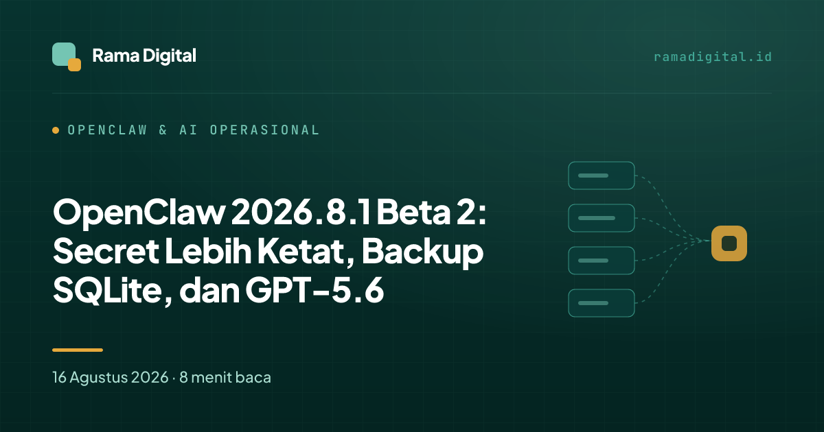 OpenClaw 2026.8.1 Beta 2: Secret Lebih Ketat, Backup SQLite, dan GPT-5.6