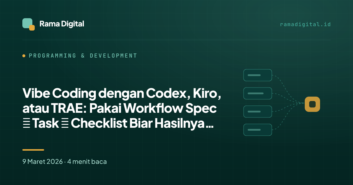 Vibe Coding dengan Codex, Kiro, atau TRAE: Pakai Workflow Spec → Task → Checklist Biar Hasilnya Bukan “Asal Jadi”