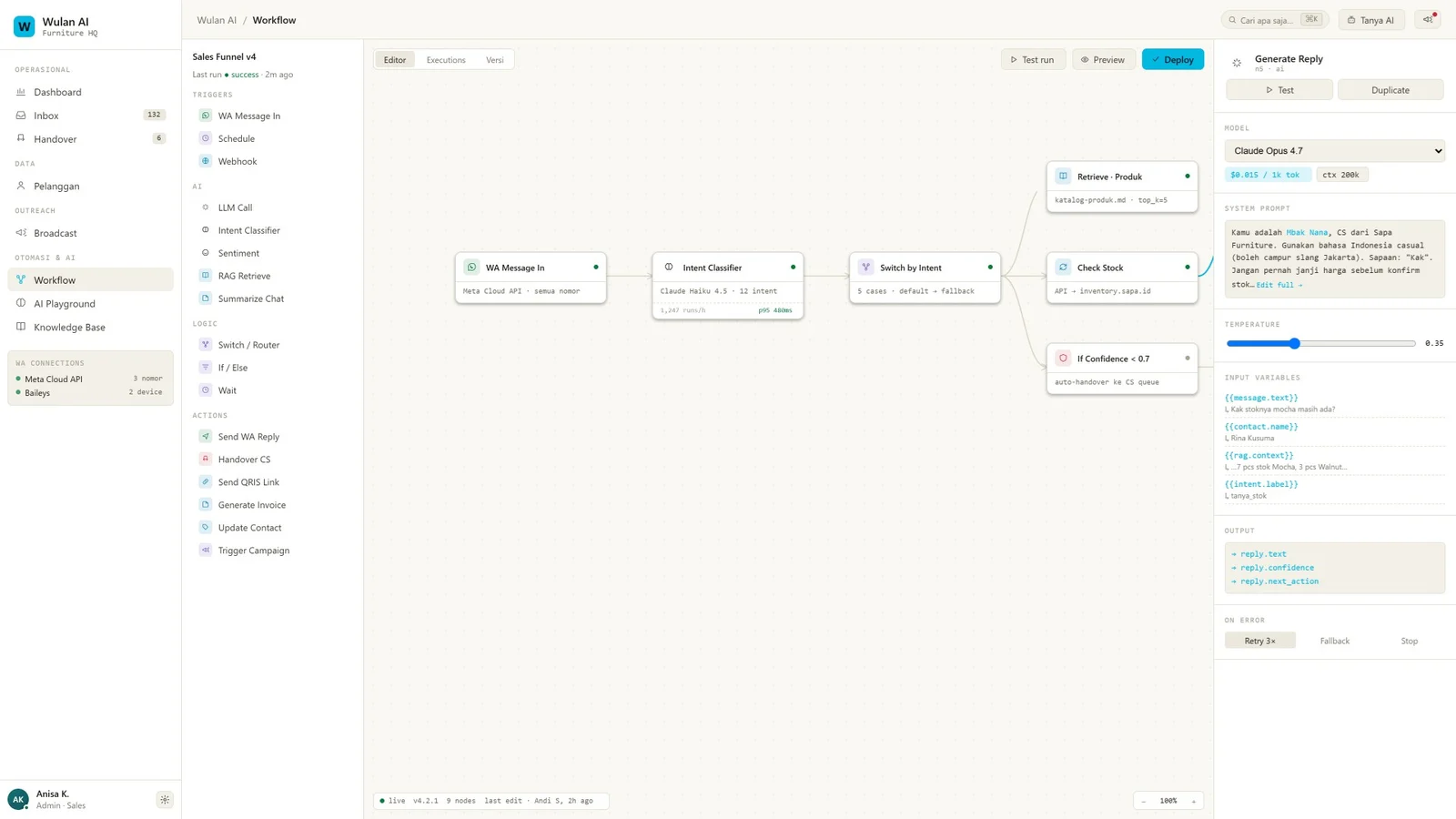 Workflow builder untuk OpenClaw CRM Operating System